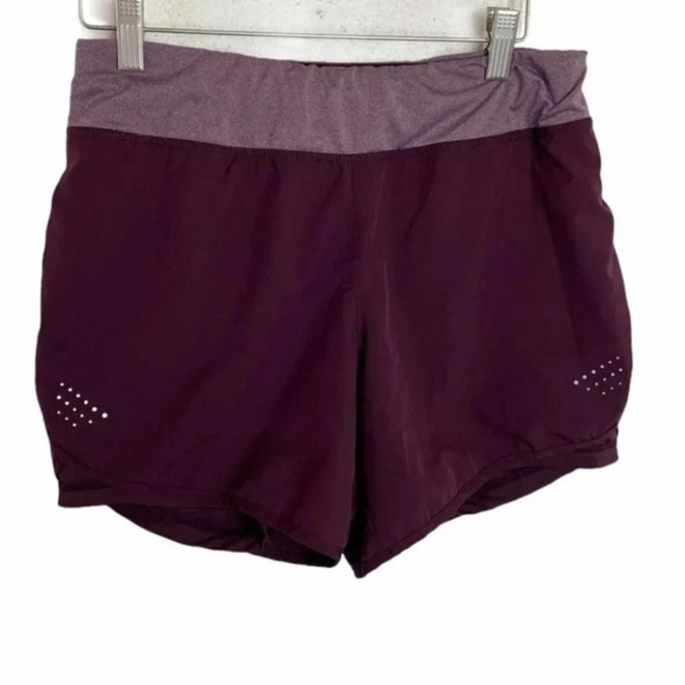 Avia Running Shorts Size S (4-6) Metropolis Burgundy Built-in Liner Zip Pocket